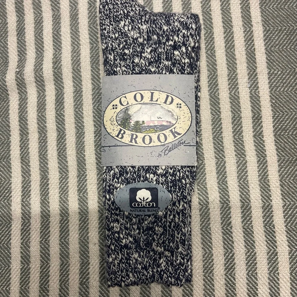 Cold Brook Marled Navy & White Cotton Socks‎ NEW